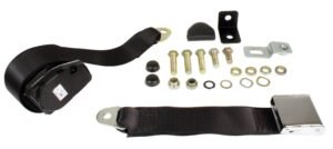Front Seat Belt 3 Point Inertia with Chrome Buckle, Black Front Seat Belt 3 Point Inertia with Chrome Buckle, Black