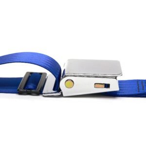 Front Seat Belt 3 Point Inertia with Chrome Buckle, Blue Front Seat Belt 3 Point Inertia with Chrome Buckle, Blue