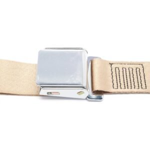 Front Seat Belt 3 Point Static with Chrome Buckle, Cream Front Seat Belt 3 Point Static with Chrome Buckle, Cream