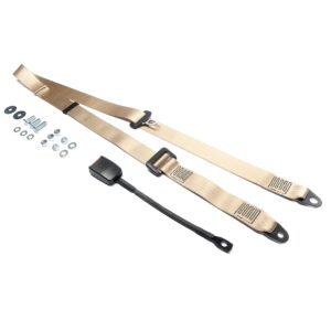 Front Seat Belt 3 Point Static with Modern Buckle, Cream Front Seat Belt 3 Point Static with Modern Buckle, Cream