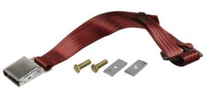 Lap Belt 2-Point Static with Chrome Buckle, Burgundy Lap Belt 2-Point Static with Chrome Buckle, Burgundy