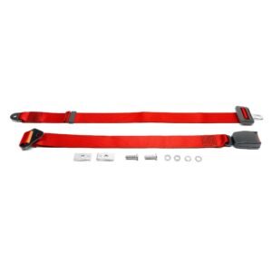Lap Belt 2-Point Static with Modern Buckle, Red Lap Belt 2-Point Static with Modern Buckle, Red
