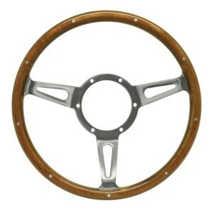 Mountney Wood Rim Steering Wheel 13'' with Polished Semi-Dished Centre Mountney Wood Rim Steering Wheel 13'' with Polished Semi-Dished Centre