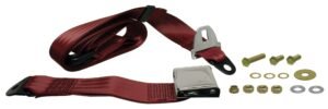 Rear Seat Belt 3 Point Static with Chrome Buckle, Burgundy Rear Seat Belt 3 Point Static with Chrome Buckle, Burgundy