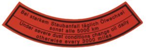 Sticker - Oil Bath Air Cleaner Curved Sticker - Oil Bath Air Cleaner Curved